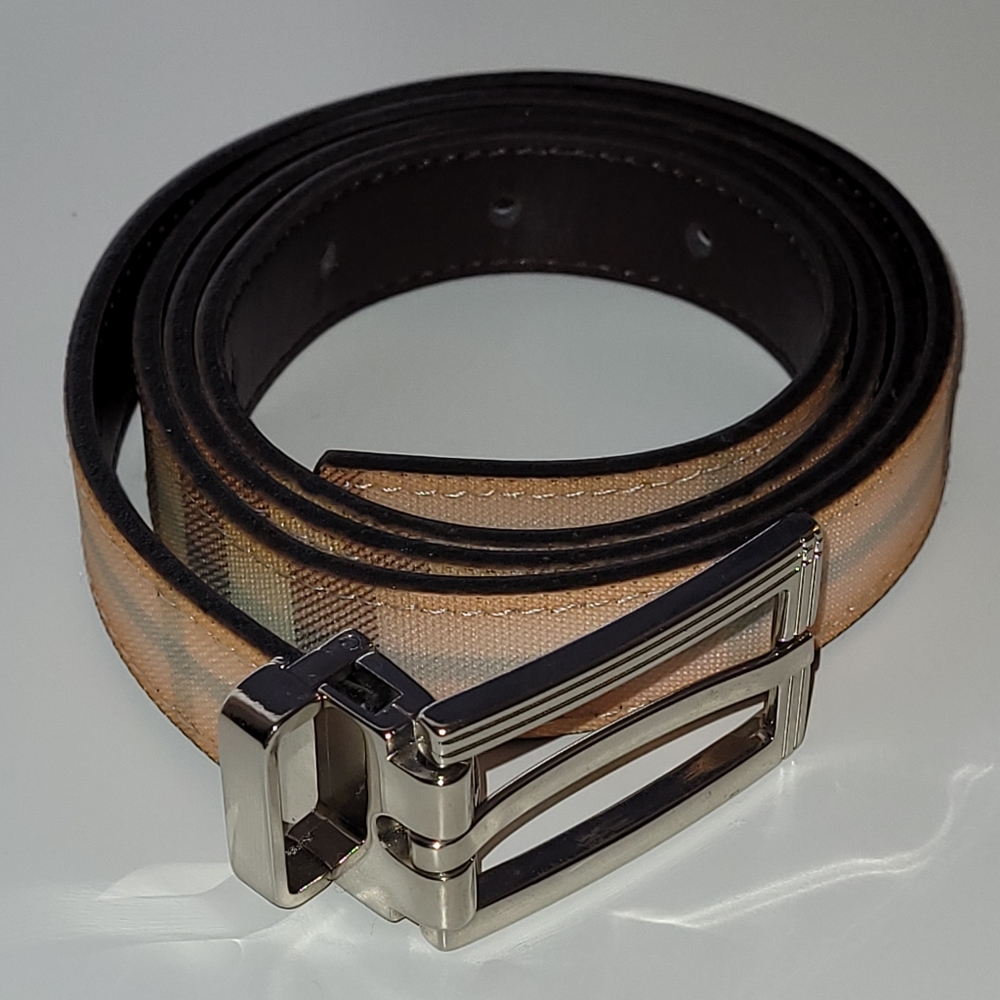 Burberry Pink Canvas Coated  Nova Check Belt
